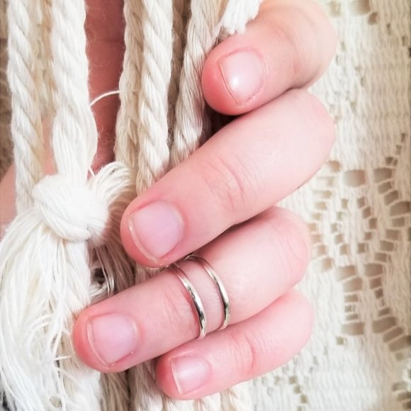 {nwt} Sterling Silver Midi Knuckle Band - Set of 2 - Picture 4 of 6